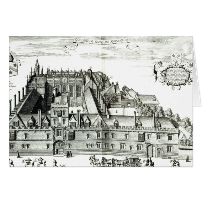 Alla Souls högskola, Oxford universiteten, 1675 Hälsningskort (Framsidan Horizontal)