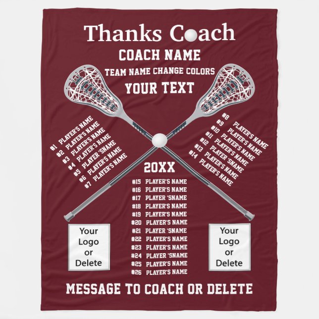 Alla spelarens Namn Lacrosse Coach Gift-idéer Fleecefilt (Framsidan)