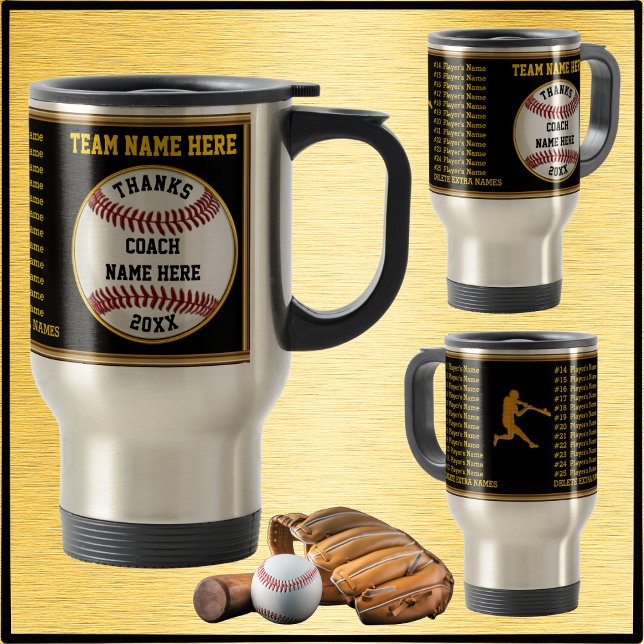 Alla spelares namn på Baseballtränare Gåva, Mugg (Best end of the baseball season gifts to coaches. Baseball coach gift ideas. Baseball coach gifts.)