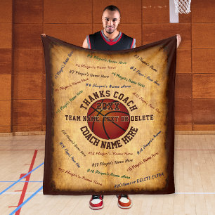 ALLA spelares namn på gåvor till baskettränare Fleecefilt