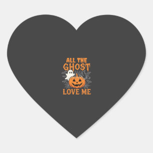 Alla spöken älskar mig Halloween-design_1 Hjärtformat Klistermärke