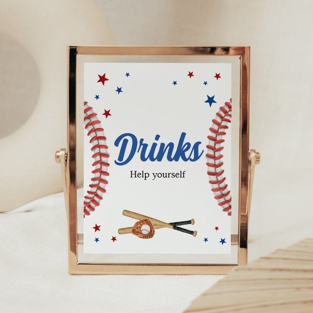 Alla Star Baseball Baby Shower-drycker Poster (Sports Baby Shower Drinks Sign)