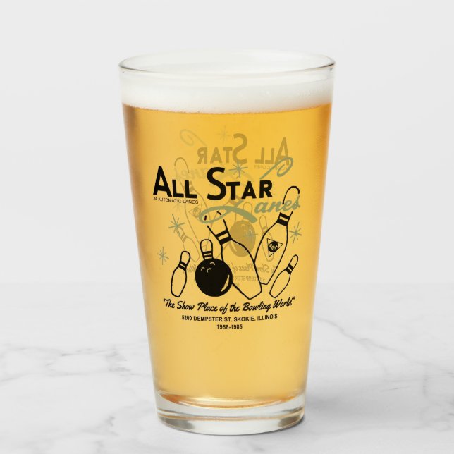 Alla Star Lanes, Skokie, Illinois Glaskopp (Baksida fylld)