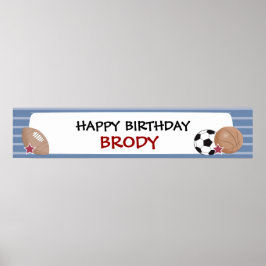 ALLA STARS Sports Birthday eller Baby Shower Banne Poster