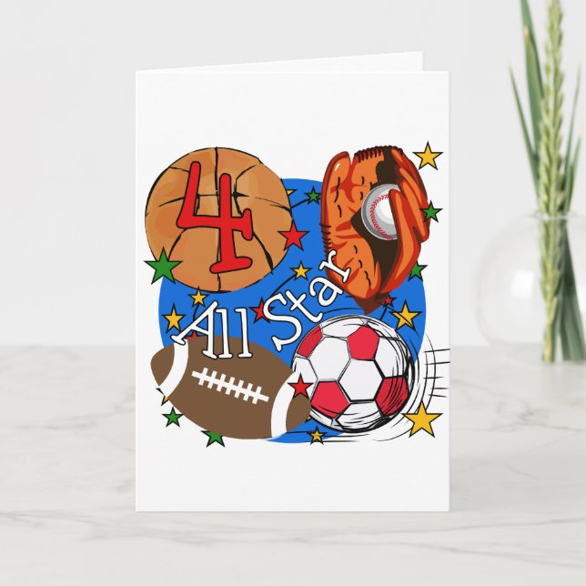 Alla stjärna4e födelsedagenTshirts och gåvor Kort (Framsida)