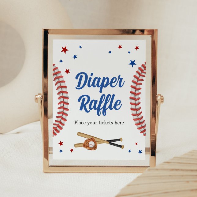 Alla stjärnor, baskiska babyskor, blöjor poster (Sports Baby Shower Diaper Raffle Sign)