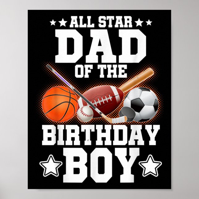 Alla stjärnor Pappa vid födelsedagspatens basketbo Poster (Framsidan)