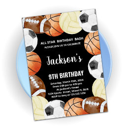 Alla stjärnor Sports Birthday-inbjudningar Inbjudningar