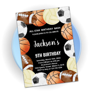 Alla stjärnor Sports Birthday-inbjudningar Inbjudningar