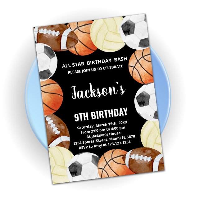 Alla stjärnor Sports Birthday-inbjudningar Inbjudningar (Skapare uppladdad)