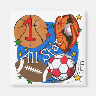 Alla stjärnsportar 1:a födelsedag Tshirts och pres Magnet