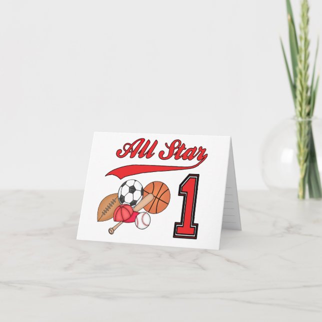 Alla stjärnsporter 1:a födelsedag Inbjudan till fy (Framsida)