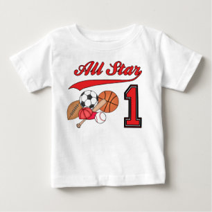 Alla stjärnsporter 1:a födelsedag t shirt