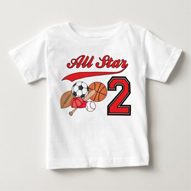 Alla stjärnsporter 2:a födelsedag t-shirt (Framsida)
