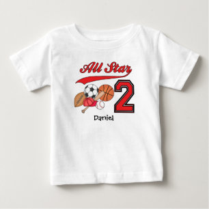 Alla stjärnsporter 2:a födelsedagen Baby T-Shirt