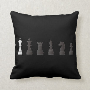 Alla svärtar en vit, schack lappar kudde