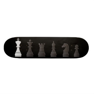 Alla svärtar en vit, schack lappar skateboard bräda 19,5 cm