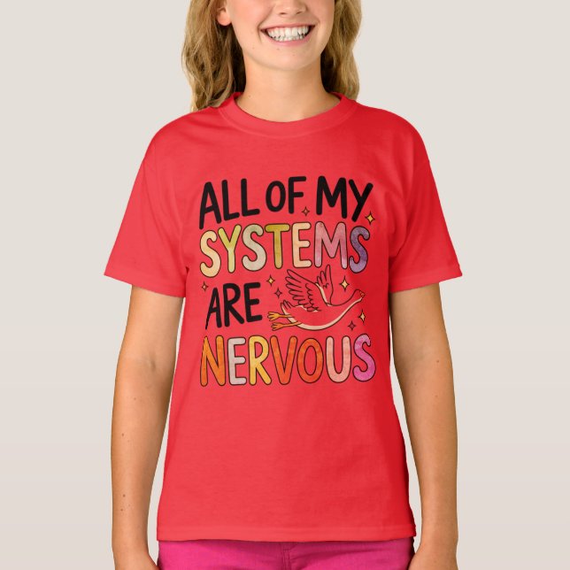 Alla System Nervösa Roliga Fåglar T Shirt (Framsida)