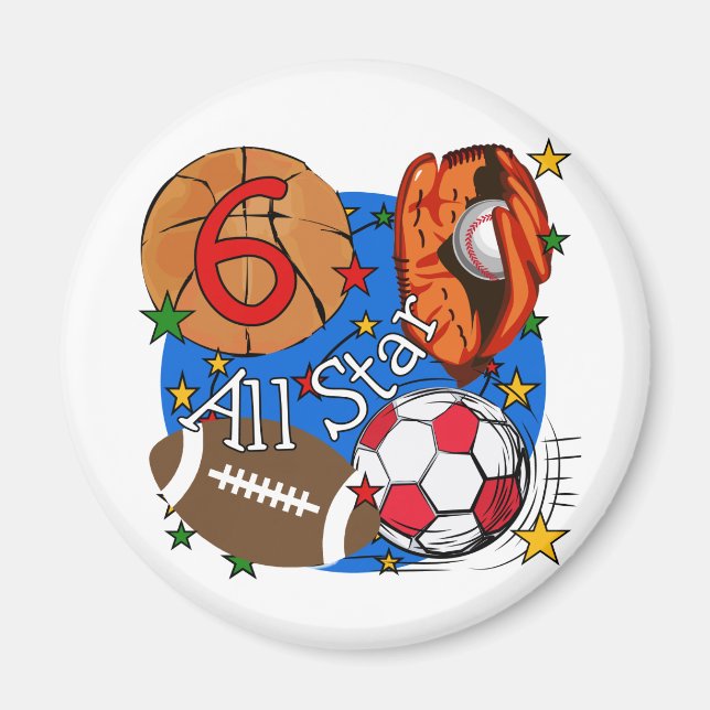 Alla T-tröja och gåvor för stjärna6efödelsedag Magnet (Framsidan)