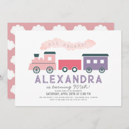Alla Tåg Rosa-flickans årsdag Inbjudningar