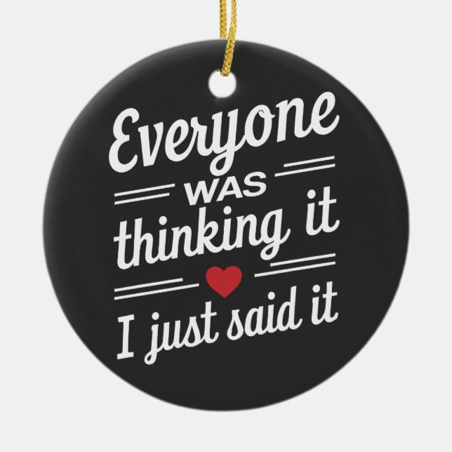 Alla tänkte att det var roligt. julgransprydnad keramik (Framsidan)