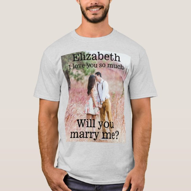 Alla Text Äktenskap Förslag Foto Gift Dig Vitt T Shirt (Framsida)