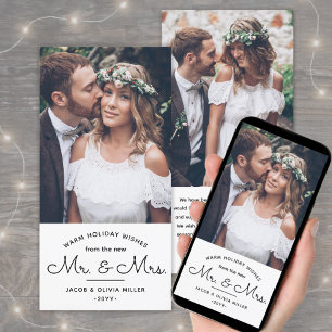 Alla texter - enkelt 2 fotot - nya Mr. Och Mrs. Julkort
