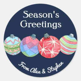 Alla texter jul Bollar Mörk blått Helgdag Runt Klistermärke