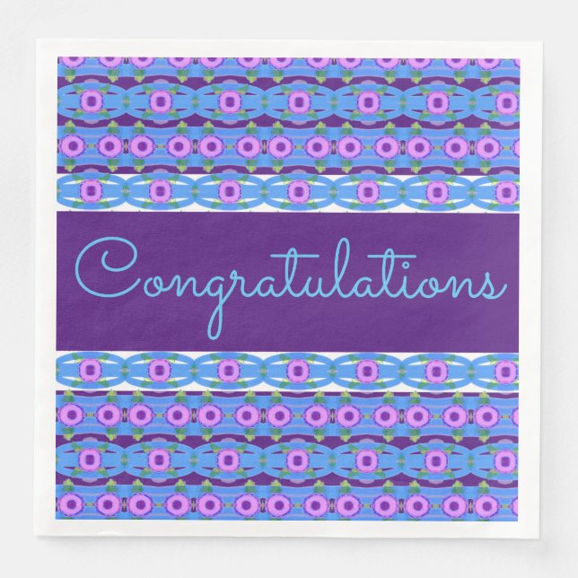 Alla Tillfälle Blue- och Lila-Grattisar Pappersservett (Framsida)