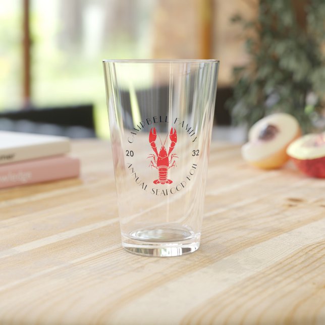 Alla Tillfälle-familjers Anpassningsbar Boil Glaskopp (Family Annual Seafood Boil Drinking Glass with Lobster Motif)