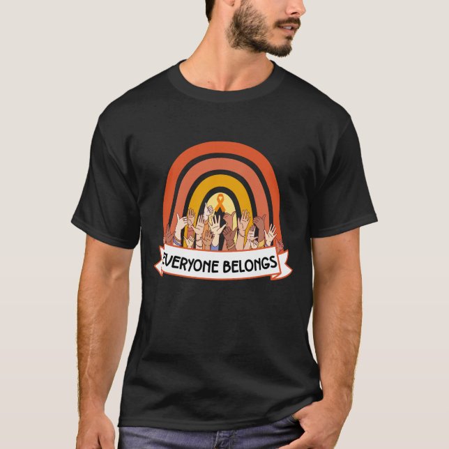 Alla Tillhör Orange Rainbow Unity Bulling T Shirt (Framsida)