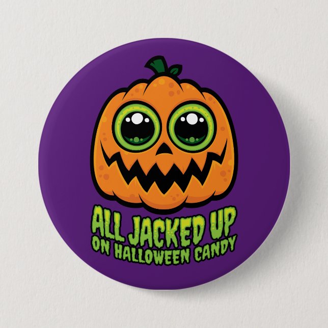 Alla tog sig upp på Halloween Candy Funny Pumpkin Knapp (Framsida)