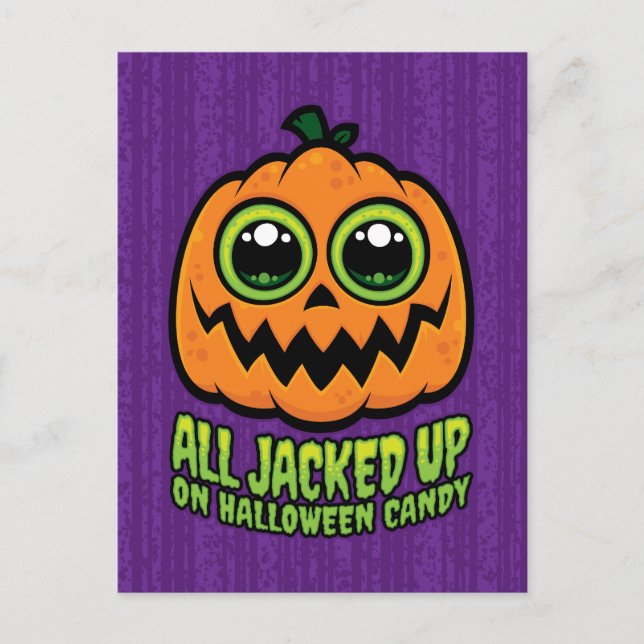 Alla tog sig upp på Halloween Candy Funny Pumpkin Vykort (Framsida)