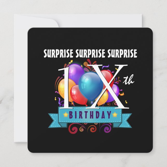 Alla TONÅRING- eller TVÅ ÖVERPRISE födelsedagsbubb Inbjudningar (Framsida)