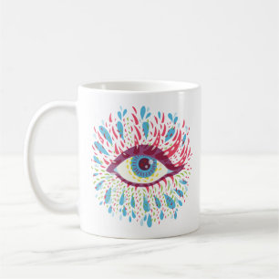 Alla träffar öga - Evil öga - Trippy Psychedelic Kaffemugg