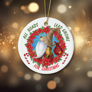 Alla vägar Lead Gnome till jul Julgransprydnad Keramik