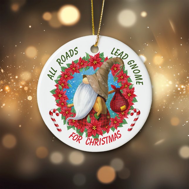 Alla vägar Lead Gnome till jul Julgransprydnad Keramik (Skapare uppladdad)