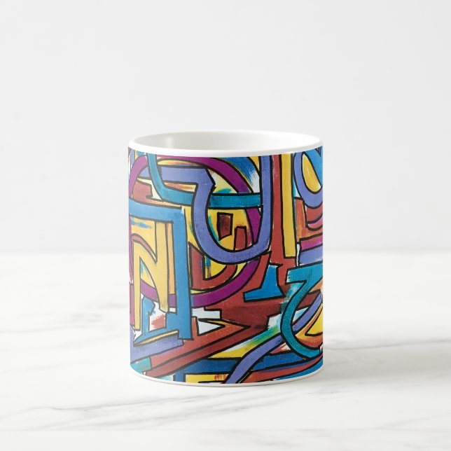 Alla vägar leder dit - Handmålad abstrakt konst Kaffemugg (Center)
