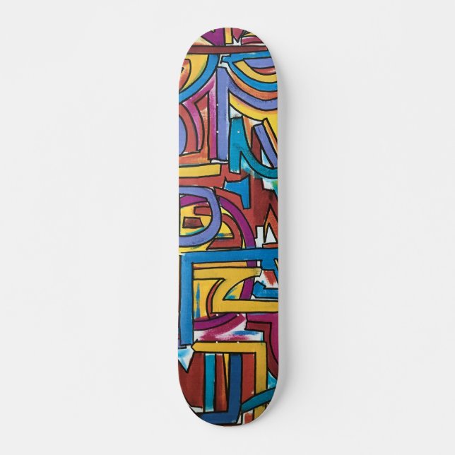 Alla vägar leder dit - Handmålad modern konst Mini Skateboard Bräda 18,5 Cm (Framsida)