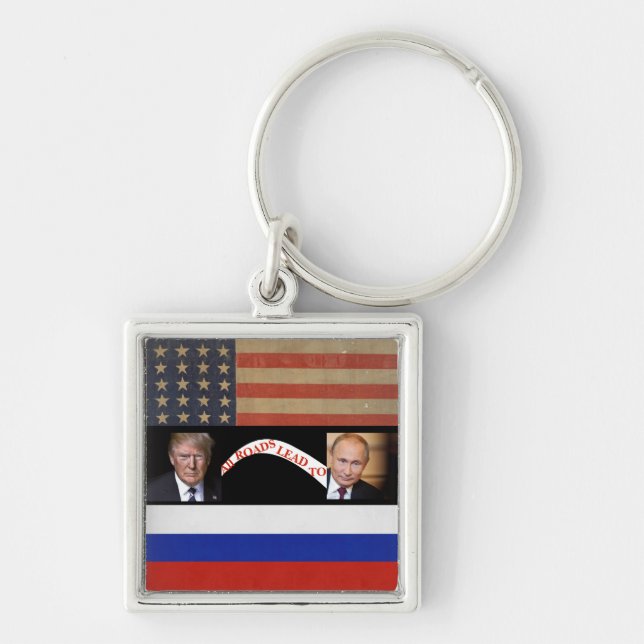 Alla vägar leder till Putin-nyckelkedjan Fyrkantig Silverfärgad Nyckelring (Framsidan)