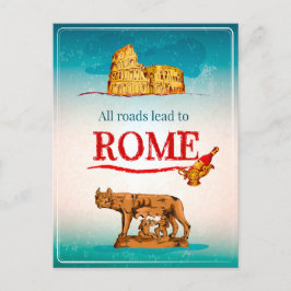 Alla vägar leder till Rom Italien Travel Helgdag Vykort