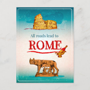 Alla vägar leder till Rom Italien Travel Helgdag Vykort
