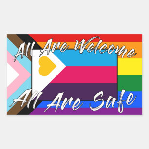 Alla välkomnar Plolyam-Pridet och allialt-dekaler Rektangulärt Klistermärke