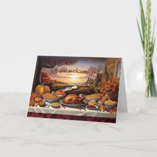 Alla välkomnas Thanksgiving Day Card Helgkort