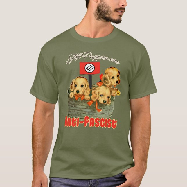 Alla valpar är antifascistiska t shirt (Framsida)