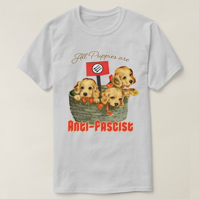 Alla valpar är antifascistiska t shirt (Design framsida)
