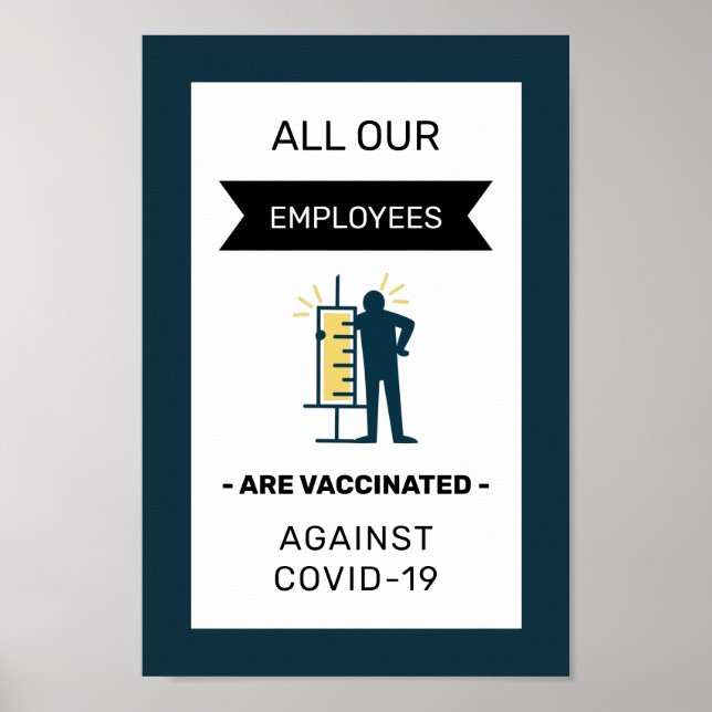 Alla våra anställda är vaccinerade typografi.. poster (Framsidan)
