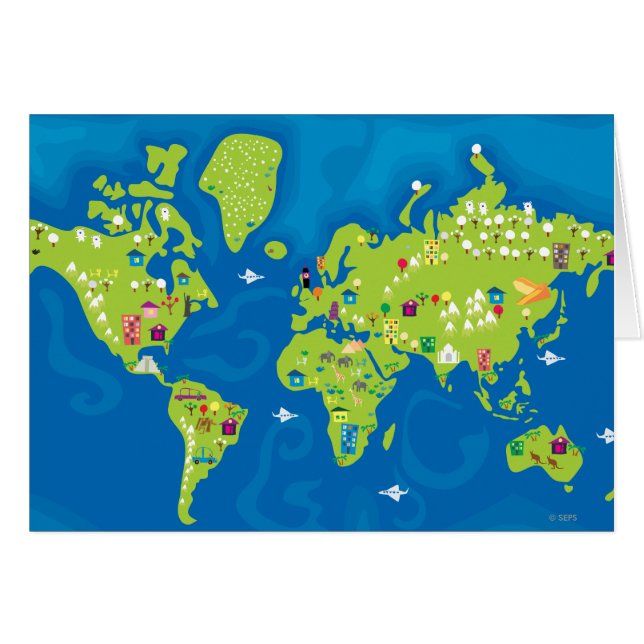 Alla Världar runt Hälsningskort (Framsidan Horizontal)