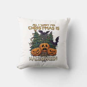 Alla vill ha julen är Halloween-pumpor Träd Fladde Kudde