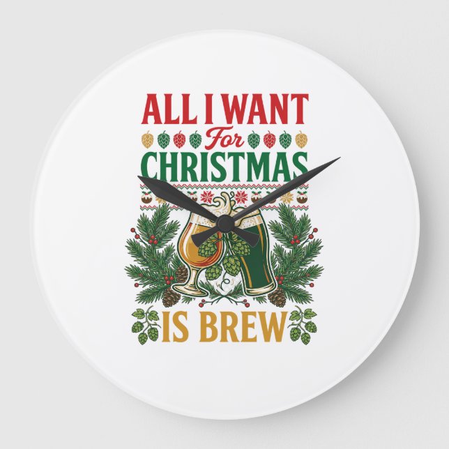 Alla Vill Jul Ölbryggd Ölglas Tall Humle Stor Klocka (Framsida)
